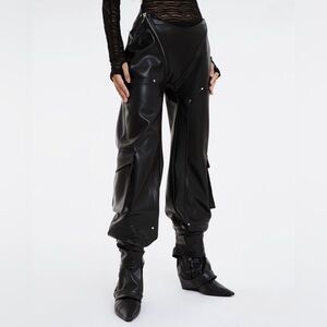 AMAJ Pants - Black Leather Cargo